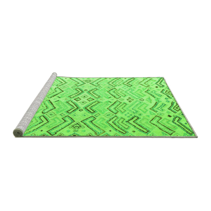 Sideview of Machine Washable Solid Green Modern Area Rugs, wshabs4776grn