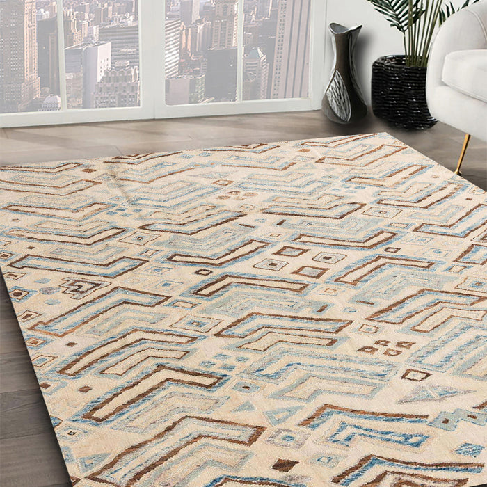 Abstract Camel Brown Solid Rug in Family Room, abs4776