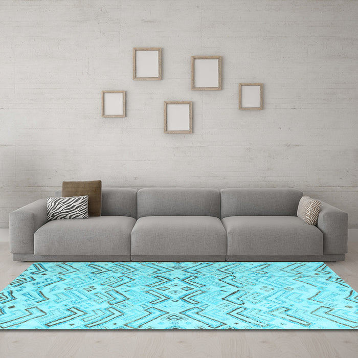 Machine Washable Solid Light Blue Modern Rug in a Living Room, wshabs4776lblu