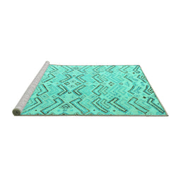 Sideview of Machine Washable Solid Turquoise Modern Area Rugs, wshabs4776turq