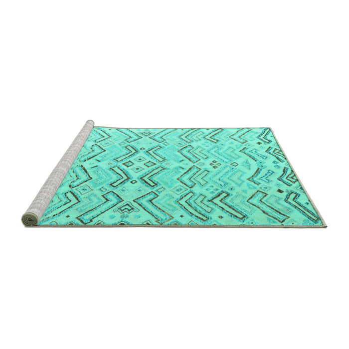 Sideview of Machine Washable Solid Turquoise Modern Area Rugs, wshabs4776turq