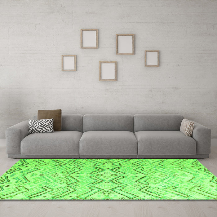 Machine Washable Solid Green Modern Area Rugs in a Living Room,, wshabs4776grn