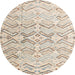 Round Machine Washable Abstract Camel Brown Rug, wshabs4776