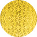 Round Machine Washable Solid Yellow Modern Rug, wshabs4776yw