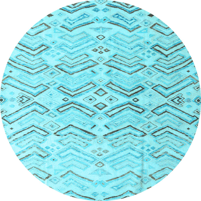 Round Solid Light Blue Modern Rug, abs4776lblu