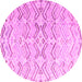 Round Machine Washable Solid Pink Modern Rug, wshabs4776pnk