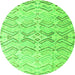 Round Machine Washable Solid Green Modern Area Rugs, wshabs4776grn