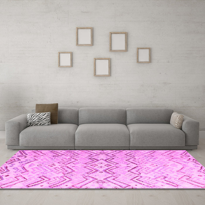 Machine Washable Solid Pink Modern Rug in a Living Room, wshabs4776pnk