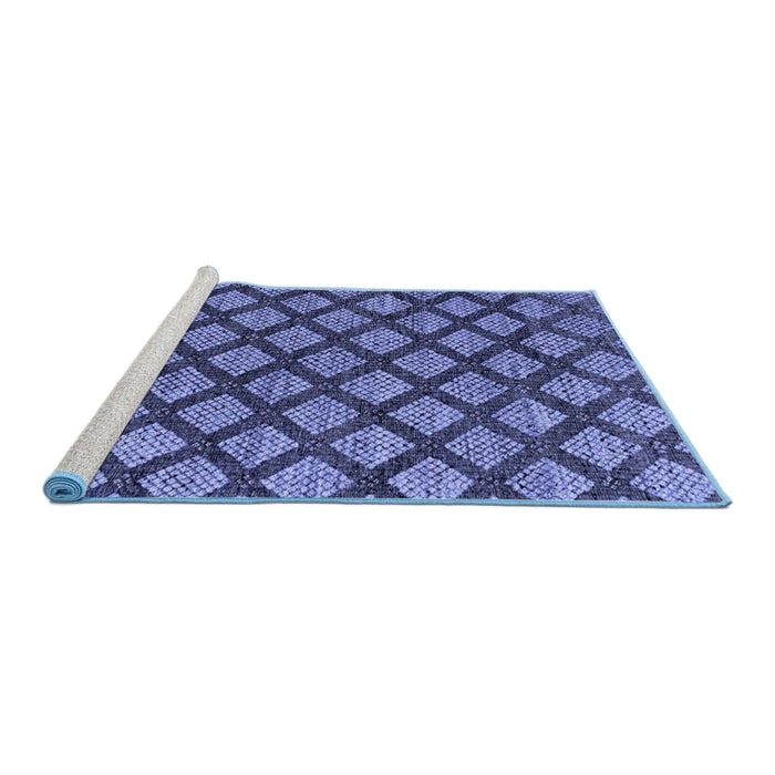 Sideview of Machine Washable Abstract Blue Modern Rug, wshabs4777blu