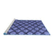 Sideview of Machine Washable Abstract Blue Modern Rug, wshabs4777blu