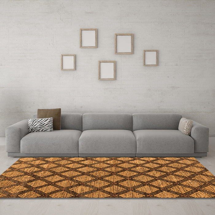 Machine Washable Abstract Orange Modern Area Rugs in a Living Room, wshabs4777org