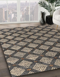 Abstract Burgundy Brown Modern Rug, abs4777