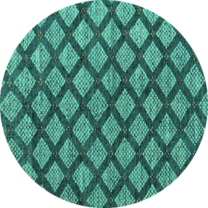 Round Machine Washable Abstract Turquoise Modern Area Rugs, wshabs4777turq