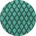 Round Machine Washable Abstract Turquoise Modern Area Rugs, wshabs4777turq