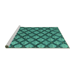 Sideview of Machine Washable Abstract Turquoise Modern Area Rugs, wshabs4777turq