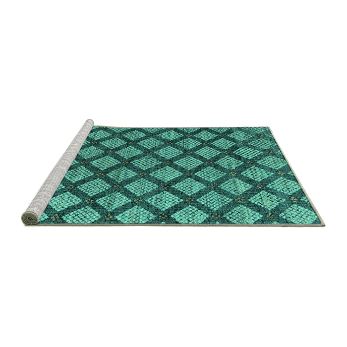 Sideview of Machine Washable Abstract Turquoise Modern Area Rugs, wshabs4777turq