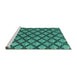 Sideview of Machine Washable Abstract Turquoise Modern Area Rugs, wshabs4777turq