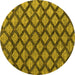 Round Machine Washable Abstract Yellow Modern Rug, wshabs4777yw