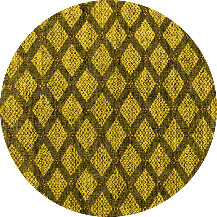 Round Abstract Yellow Modern Rug, abs4777yw