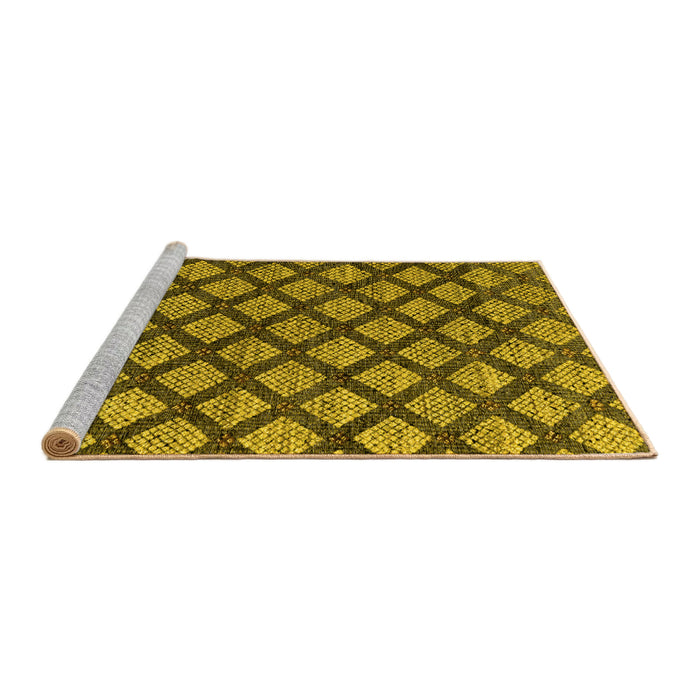 Sideview of Machine Washable Abstract Yellow Modern Rug, wshabs4777yw