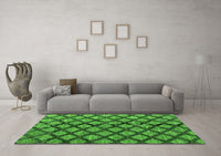 Machine Washable Abstract Green Modern Rug, wshabs4777grn