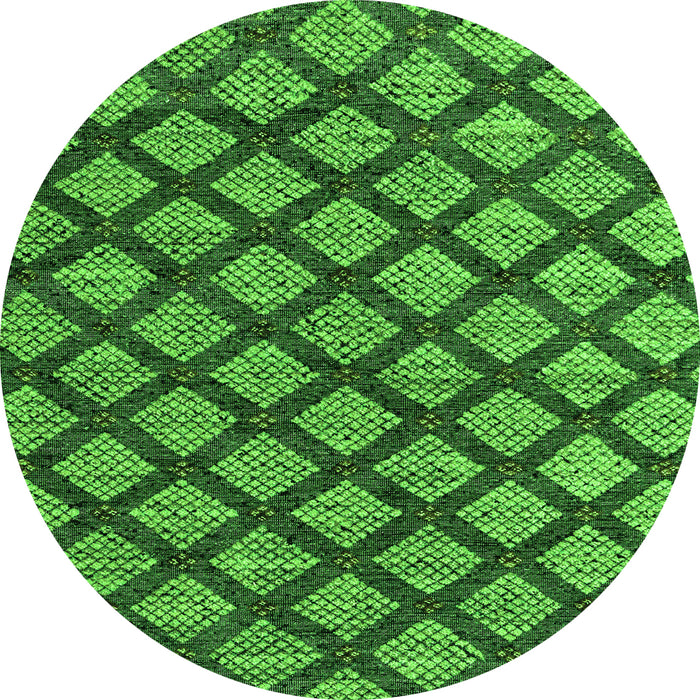 Round Machine Washable Abstract Green Modern Area Rugs, wshabs4777grn