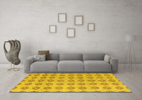 Machine Washable Abstract Yellow Modern Rug, wshabs4778yw