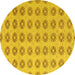 Round Machine Washable Abstract Yellow Modern Rug, wshabs4778yw