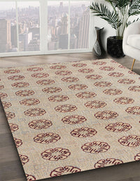 Abstract Dark Almond Brown Modern Rug, abs4778