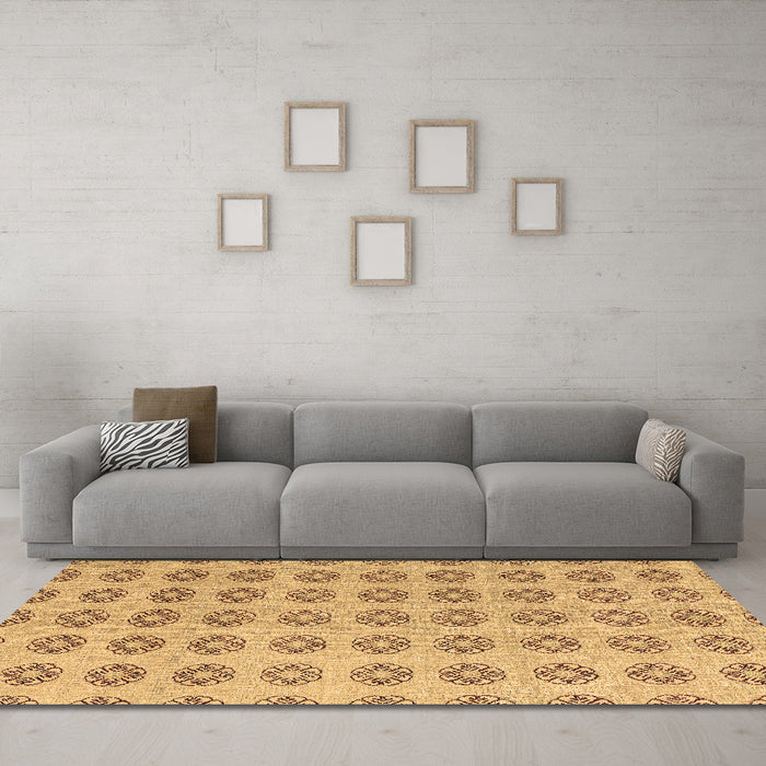 Machine Washable Abstract Brown Modern Rug in a Living Room,, wshabs4778brn