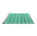 Sideview of Machine Washable Abstract Turquoise Modern Area Rugs, wshabs4778turq