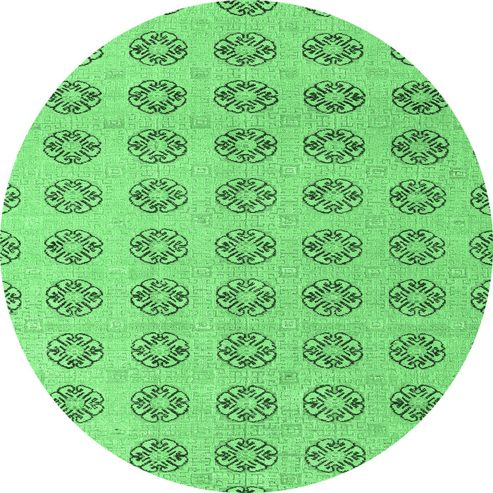 Round Abstract Emerald Green Modern Rug, abs4778emgrn