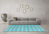 Machine Washable Abstract Light Blue Modern Rug, wshabs4778lblu