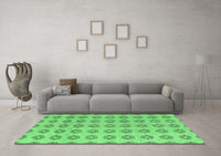 Machine Washable Abstract Emerald Green Modern Rug, wshabs4778emgrn