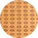 Round Machine Washable Abstract Orange Modern Area Rugs, wshabs4778org