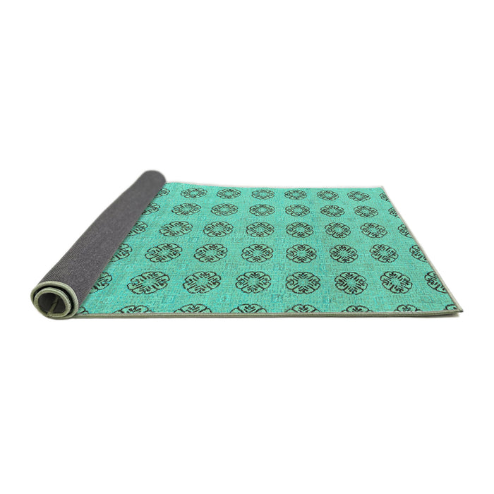 Sideview of Abstract Turquoise Modern Rug, abs4778turq