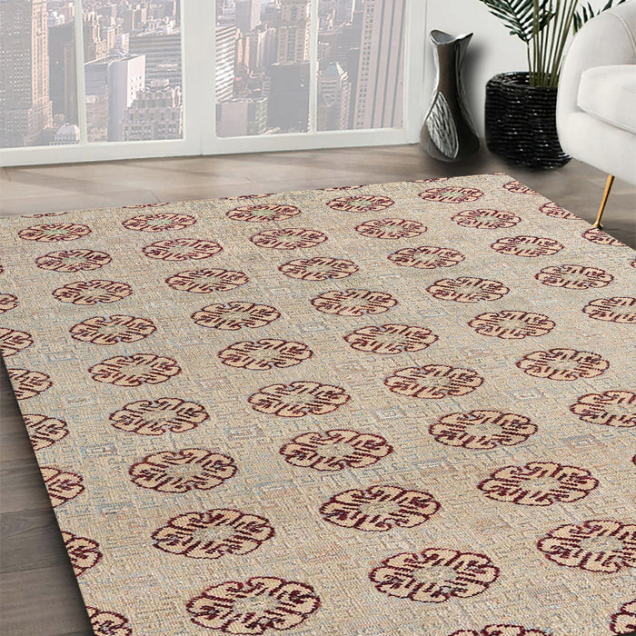Abstract Dark Almond Brown Modern Rug in Family Room, abs4778