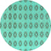 Round Machine Washable Abstract Turquoise Modern Area Rugs, wshabs4778turq