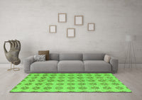 Machine Washable Abstract Green Modern Rug, wshabs4778grn