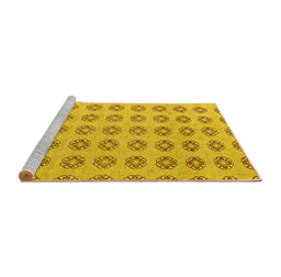Sideview of Machine Washable Abstract Yellow Modern Rug, wshabs4778yw