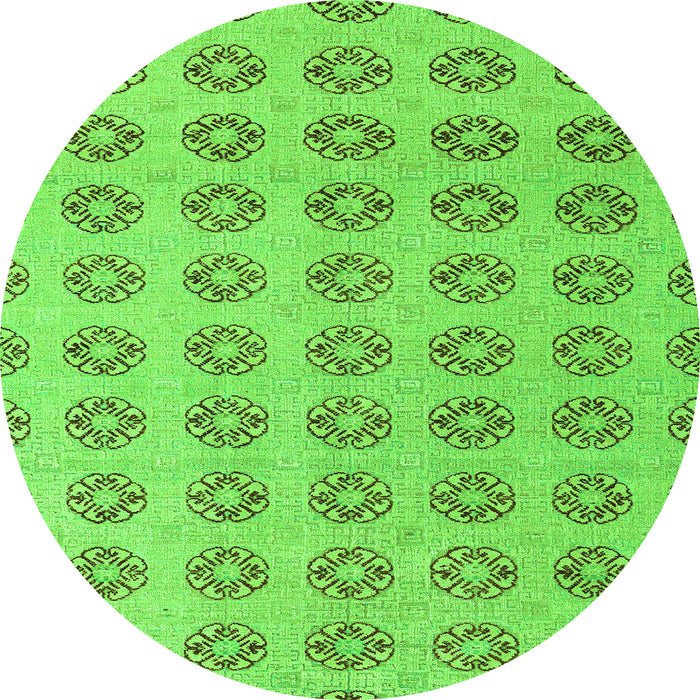 Round Abstract Green Modern Rug, abs4778grn