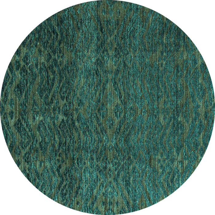 Round Abstract Turquoise Modern Rug, abs4779turq