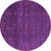 Round Machine Washable Abstract Purple Modern Area Rugs, wshabs4779pur