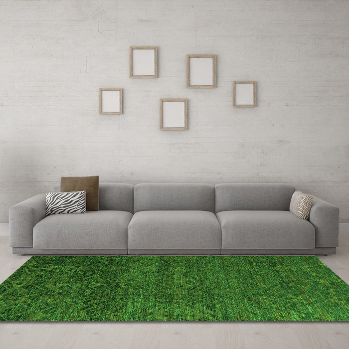 Machine Washable Abstract Green Modern Area Rugs in a Living Room,, wshabs4779grn