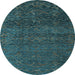 Round Machine Washable Abstract Light Blue Modern Rug, wshabs4779lblu