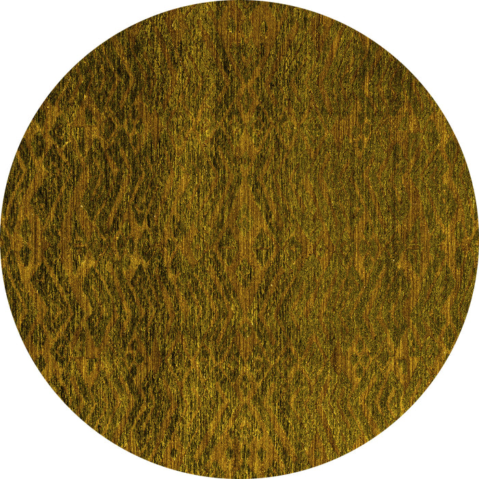Round Machine Washable Abstract Yellow Modern Rug, wshabs4779yw