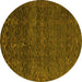 Round Machine Washable Abstract Yellow Modern Rug, wshabs4779yw