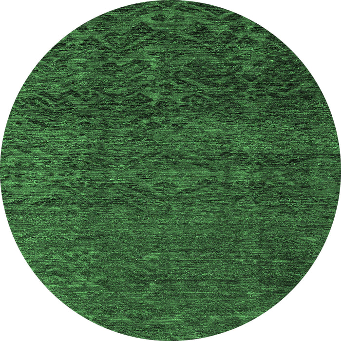 Round Abstract Emerald Green Modern Rug, abs4779emgrn