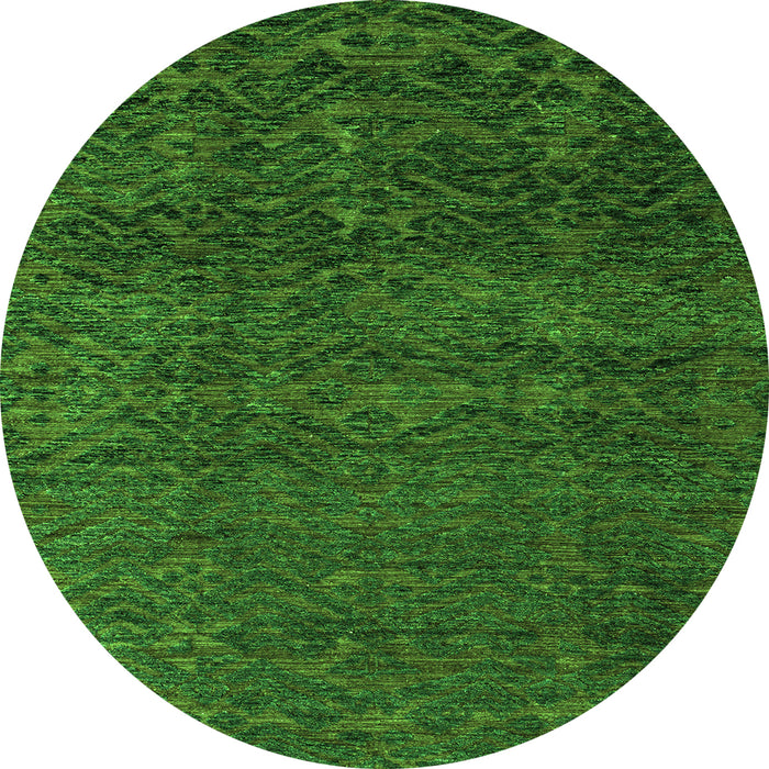 Round Machine Washable Abstract Green Modern Area Rugs, wshabs4779grn