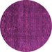 Round Machine Washable Abstract Pink Modern Rug, wshabs4779pnk